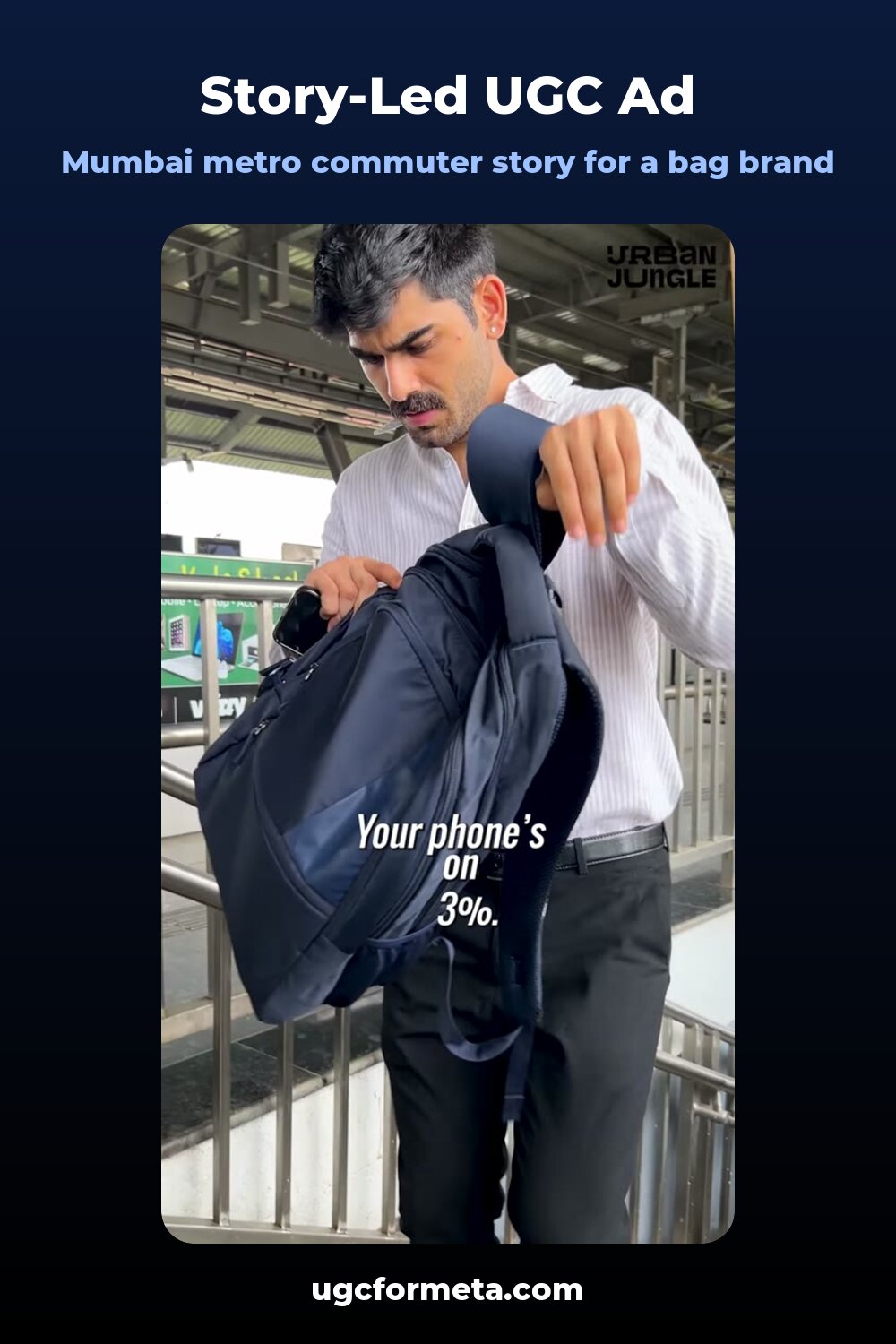Story-led UGC ad for a bag brand by UGC For Meta